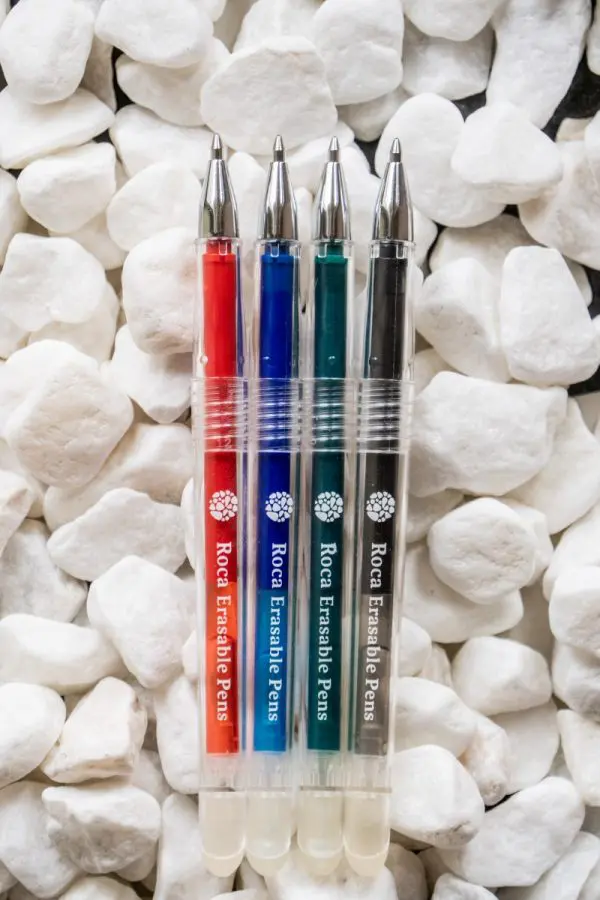 Roca erasable pens all colors caps open